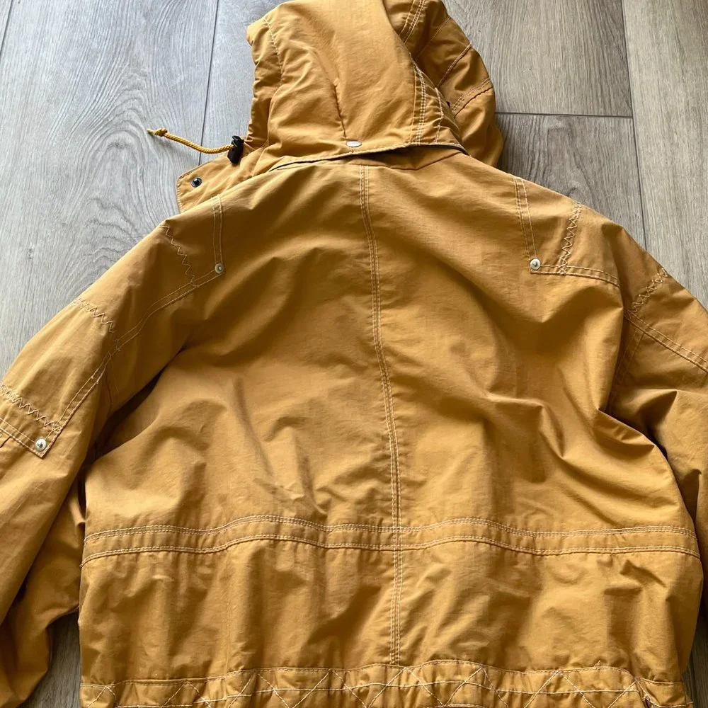 Obermeyer vintage zip front hooded gold jacket lined 12